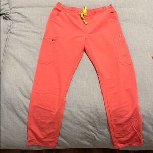 Figs Hot Coral Yola Scrub Pants